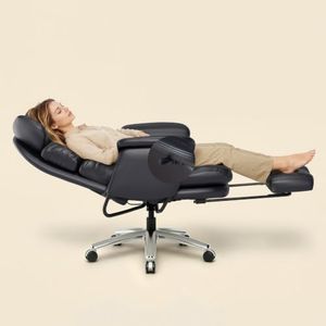 FLEXISPOT HC4 Pro 2-in-1 Chaise Lounge Chair Indoor, PU Leather, Black