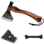 Mastiff Gears® Master Hand-Forged Hatchet, Wood Handle Carving Axe, Wood Splitting Axe for Camping, bushcraft, Hunting, Survival Enthusiast