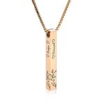 Personalized Bar Necklace, 18K Gold Plated Custom Engravable Stainless Steel Rectangular Pendant, Charm Gift for Bridesmaids (Style 2 & Rose Gold)