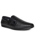 JEF Full Grain Natural Leather Black Casual Open Sandal For Mens: Size UK 10