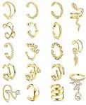 MILACOLATO 18 Pcs Gold Ear Cuffs for Women Non Piercing Adjustable Ear Cuff Earrings Clip On Cartilage Helix Wrap Ear Jewelry Set Gold