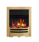 FLAMEKO Verona 16’’ Fireplace Insert, 2000W Heater, Brass Trim, Bauhaus Fret, 9 Colour Flame Effect, Remote Control