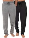 Fruit of the Loom Men's Extended Sizes Jersey Knit Sleep Pant (1 & 2 Packs), Ebony/Ashed Heather (2-Pack), Medium