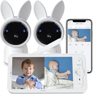 ARENTI - Split Screen Baby Monitor, 2 Cameras, Audio Monitor with Two UHD 2K WiFi Cameras, 5" 720P Color Screen, Night Vision, Crying Detection, Detection