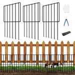 KYATE Animal Barrier Fence, 25 Pcs 27ft(L) X 17inch(H) No Digging Garden Fence Panels, Rustproof Metal Wire Border, Dogs Rabbits Blockers Ground Stakes Defense Fence for Outdoor Landscape Patio