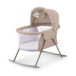 Kinderkraft LOVI 2 Travel Bassinet for Baby in Beige, Portable Folding Baby Bed with Built-in Mosquito net, Adjustable Hood and an Additional Cradle Function