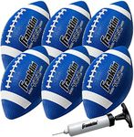 Franklin Sports Junior Footballs - Grip-Rite 100 - Kids Junior Size Rubber Footballs - Youth Balls - 6 Pack of Balls with Pump - Blue/White