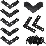 Ymaiss 40packs L Shaped Repair Plate,Heavy Duty L Type Shelf Bracket,50x50mm,T Bracket Corner Brace, Flat Repair Mending Plates,Repair Brackets Fixing Repair Plated Joint Bracket with Screws Black