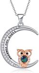 TANGPOET Owl Necklace 925 Sterling Silver I Love You Forever Necklaces Abalone Owl Pendant Jewellery Gifts for Women Ladies Girls, Sterling Silver