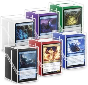 6 Pack Card Deck Boxes, Clear Commander Card Deck Case with 600Pcs Card Sleeves and Dividers, Standard Size Card Storage Box Perfect Fit for MTG, Trading Cards, Sport Cards (6 colors)