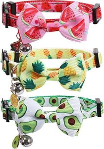 Lamphyface 3 Pack/Set Cat Collar Breakaway with Cute Bow Tie and Bell for Kitty Adjustable Safety Fruit