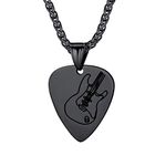 Black Guitar Pick Charm for Men Women Personalized Music Lover Jewelry Stainless Steel Rock Electric Guitar Bass Pendant Necklace