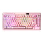 KZZI K75 PRO RGB 75% Wireless Gasket Mechanical Keyboard, Triple Mode BT 5.0/2.4G/USB-C 82 Keys Hot Swappable Gaming Keyboard w/Knob & Power Display, Custom Linear Switches, Sakura Pink