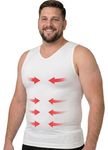 Mens Compression Shirt Slimming Shapewear | V Neck Gynecomastia Compression Shirts for Men | Body Shaper Undershirt Tank Top (4X-Large, White)