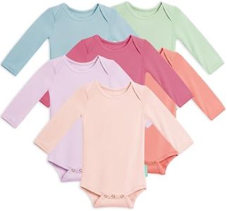 PurComfy Bamboo Rayon Long Sleeve Baby Bodysuits, Premium Soft Bodysuits Unisex Boy Girl White Bodysuit 0-3-6-9-18-24 months, 6-pack