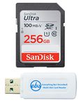 SanDisk 256GB SD Ultra Memory Card for Nikon Camera Works with Coolpix D3500, D7500, D5600, D5200 (SDSDUNR-256G-GN6IN) Bundle with (1) Everything But Stromboli SDXC & Micro Card Reader