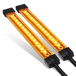 True Mods 2pc 5" Amber LED Motorcycle Running & Turn Signal Tail Light Strip Kit [IP68 Waterproof] [Single Row] [50% Running] [100% Blinker] Self Adhesive Surface Mount Flexible Lamp for Snowmobile