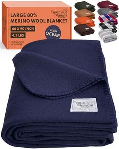Woolly Mammoth Woolen Company Merino Wool Blanket - 80% Merino Wool - Camping Blankets for Cold Weather - Mositure-Wicking for Overlanding, Hunting, Emergency Kits, Bushcraft (66" x 90" Lapsis)