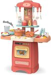 techtoy pretended 29-piece kitchen set, music,real water tap, actually fell of kitchen for your kids don,t miss it (29 pcs)-Pink