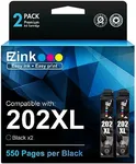 E-Z Ink Remanufactured Ink Cartridge Replacement for Epson 202XL 202 XL T202XL to Use with Workforce WF-2860 Use with Expression Home XP-5100 Printer New Upgraded Chips(Black,2 Pack)