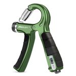 Boldfit Adjustable Hand Grip Strengthener, Hand Gripper With Counter for Men & Women for Gym Workout Hand Exercise Equipment for Forearm Exercise, Finger Exercise Power Gripper - Army Green - 60kg