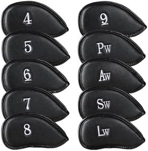 Ecsoiam Premium Leather Golf Club Covers -Double-Sided Embroidered Golf Iron Covers with Magnetic Closure, Perfect Iron Covers for Golf Clubs, Durable and Stylish Protection for Your Clubs