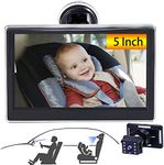 Baby Car Mirror Kids Seat Back Camera HD 5 Inch Monitor for Newborn Toddler Child Night Vision Rear Facing View Carseat Infant Safety Screen