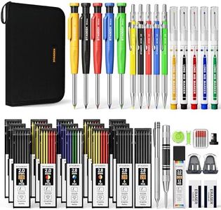 STAGEEK 49 Pack Carpenter Pencil Set with Sharpener, Carpenter Pencils with Deep Hole Long-Nib Marker Pens, Carbide Scribe Tool & Construction Pencil for Architect Woodworking with Case