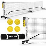 KASCEN Portable Pickleball Net for Driveway - 22 FT Pickleball Net Set Outdoor Regulation Size with Wheels, Pickle Ball Net System for Backyards, Indoor with Ball Holder, 4 Pickleballs & Carrying Bag