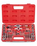 Orion Motor Tech SAE Tap and Die Set Standard | #4, 6, 8, 10, 12, 1/4, 5/16, 3/8, 7/16, 1/2" Tap Set and Die Set | Thread Repair Kits for Threading and Rethreading Internal and External Threads