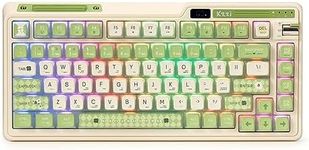 KZZI K75 PRO RGB 75% Wireless Gasket Mechanical Keyboard, Triple Mode BT 5.0/2.4G/USB-C 82 Keys Hot Swappable Gaming Keyboard w/Knob & Power Display, Custom Tactile Switches, Lemon Green