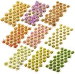 Redbaker 288 Pcs Static Grass Tuft Flower Cluster Vegetation Groups Self Adhesive Artificial Model Grass Tufts DIY Miniature Colorful Flower Cluster for Terrain Railway Scenery Table Landscape