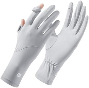 apaepr Ice Silk Sunscreen Gloves UV Protection Mittens Non-Slip Touch Screen Driving Gloves for Cycling Riding Golfing Hiking (Light Grey, One Size)