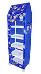 FLIPZON Multipurpose 6 Shelve Baby Wardrobe (Unbreakable Material) - Animal Blue, Pack of 1, Plastic, 149 Cm, 46 Cm