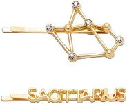 Zodaca Sagittarius Zodiac Hair Pins, Rhinestone Barrettes (Gold, 2 Pack)