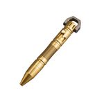 MecArmy TPX8 Mini Bolt Action Tactical Pen, Keychain Tactical Pen with 1 D Key Ring for Daily Carry, Small EDC Pen with Anti-Slip Grip Replaceable Refill for Work Travel, Ideal Gift (Brass)