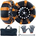 8Pcs Car Snow Chain Double Row Anti-Skid Snow Chain Adjustable Universal Emergency Traction Aid for Vehicle Car Truck SUV fit (Tyre Width 165mm - 285mm)