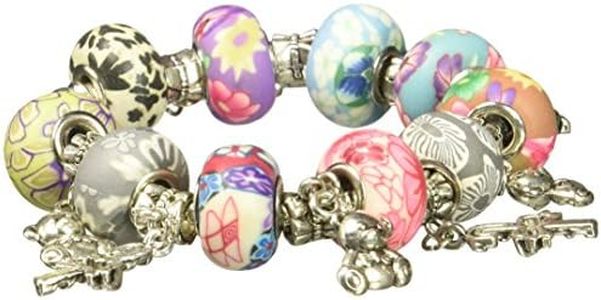 BSI - European Style Charm Bracelet with Twist End, Clay Beads, and Christmas Decoration Charms ~ Holiday Gift