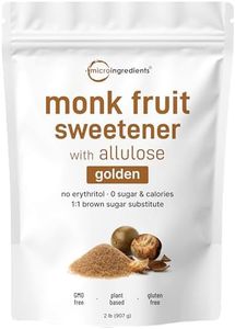 Micro Ingredients Golden Monk Fruit Sweetener Allulose, 2 lbs | No Erythritol, No Aftertaste, 1:1 Brown Sugar Substitute | Zero Calorie, Great for Drinks, Coffee, Tea, Cookies | Keto, Vegan, Non-GMO