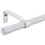 Harrms Curtain Poles for Eyelet Curtains Matt White, 16mm Voile Curtain Pole 76-117cm, Window Curtain Rod Metal Extendable with Adjustable Brackets for Bedroom, Living Room