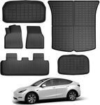 B&A Unique Floor Mats for Tesla Model Y 5-Seater 2020-2023 2024, All-Weather Cargo Liner Floor Mats for Tesla Model Y Accessories, Custom Fit Waterproof Anti-Slip Front Rear Cargo Liner Mat Full Set