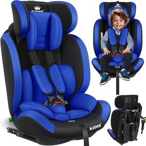 KIDIZ® Seggiolino auto per bambini con Isofix, gruppo 1 + 2 + 3, 9 – 36 kg, cintura di sicurezza a 5 punti, seggiolino auto, seggiolino auto, poggiatesta regolabile, rialzo per 1 – 12 anni, stabile e