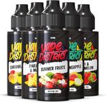 Vape District Vape Liquid 5 x 100ml Caribbean Whizz + Pineapple & Mango + Summer Fruits + Guava Pineapple + Kiwi & Watermelon Vape Juice E Liquid 70VG/30PG E-Liquid Ecig Juice No Nicotine Short Fill