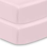 BreathableBaby All-in-One Fitted Sheet & Waterproof Cover, for 52" x 28"/132 x 71 cm Crib Mattress, Light Pink (2-Pack)