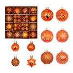 Generic 44pcs Christmas Ball Decorations Shatterproof Hanging Christmas Ball Hanging Christmas Baubles Balls Ornaments for Christmas Tree Wreath Christmas Tree Decoration Set for Xmas Party (Orange)