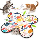 Interactive Cat Toys for Indoor Cats–Rechargeable Automatic Hide and Seek Kittens Toy with Moving Wand Feathers,Fluttering Butterfly,Real Mouse Squeaky,Motion Activated for Exercise & Bored Adult Cats