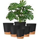 GARDIFE Plant Pots 8/7/6.5/6/5.5/5 Inch Self Watering Planters with Drainage Hole, Plastic Flower Pots, Nursery Planting Pot for All House Plants, African Violet, Flowers, and Cactus,Black