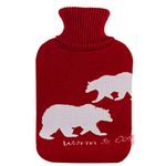 HomeTop Large 2 Liter Soft Knit Elegant Polar Bear Hot Water Bottle Cover - ONLY Cover (2L, Wine)