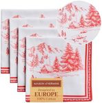 Maison d' Hermine Napkin 100% Cotton 20 Inch x 20 Inch Set of 4 Dinner Napkins, Decorative Washable Cloth Napkin for Gifts, Dining, Buffet Parties & Camping, Winter Jouy -Thanksgiving/Christmas