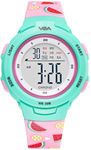 V2A Resin Girls Fruity Pink Digital Watch - Cartoon Printed Band Sports Watch For Girls Age 5-13|Latest Watch For Kid|Gift For Kid|Return Gifts|Birthday Gifts|Gift For Girls,Green Dial,Pink Band